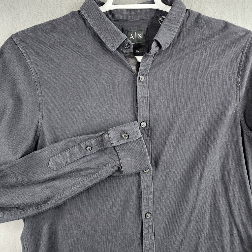 AX Armani Exchange Mens Slim Fit‎ Long Sleeve Button Up Shirt Gray Size L